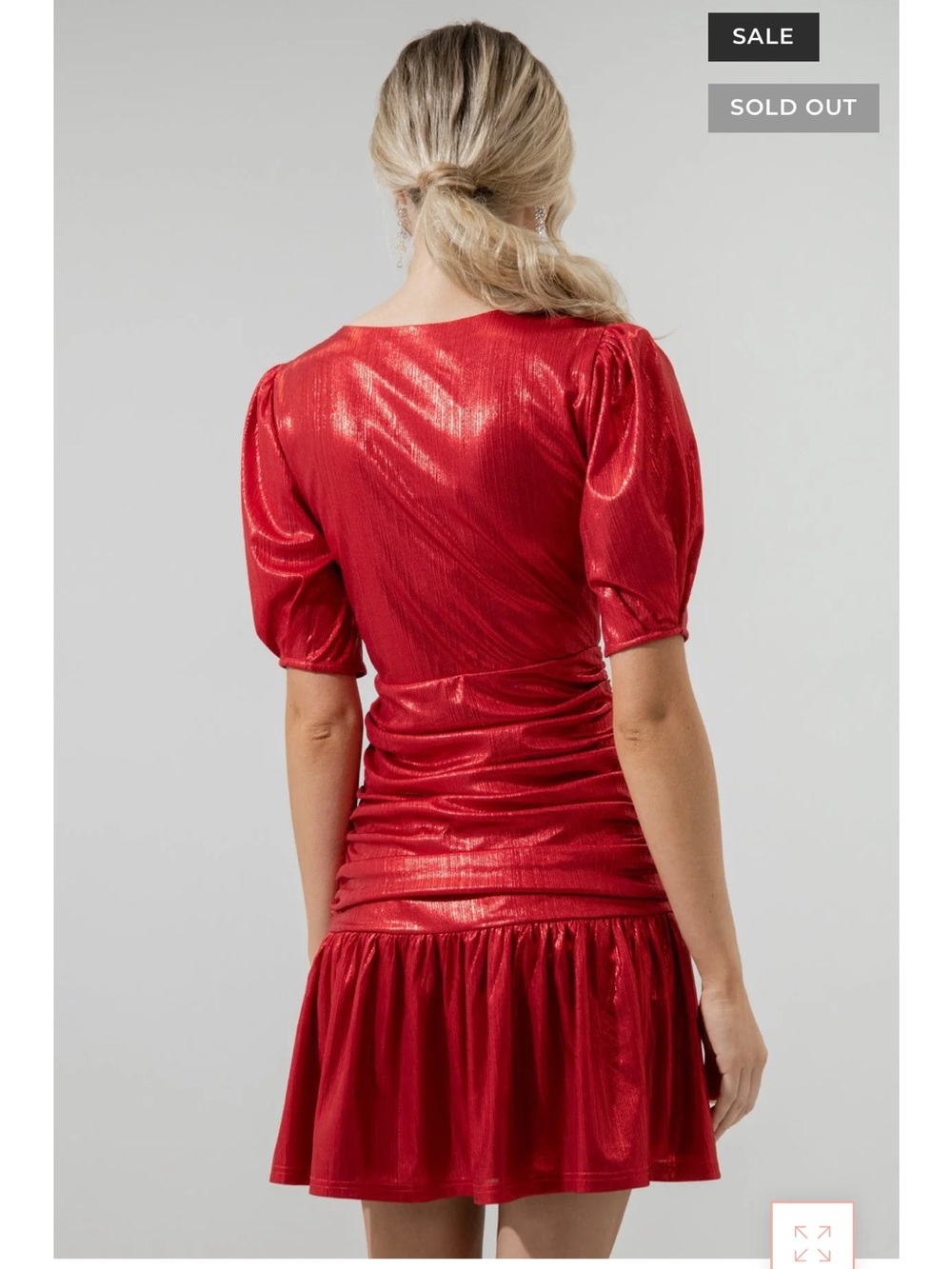 SUGARLIPS Tabby Metallic Ribbed Ruched Mini Mermaid Dress| medium - Picture 7 of 7